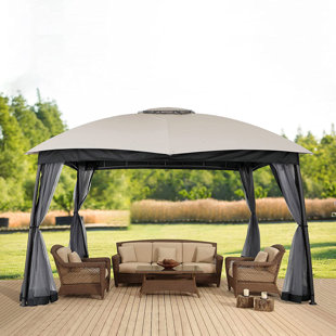 12 Ft. W x 10 Ft. D Metal Patio Gazebo with Netting