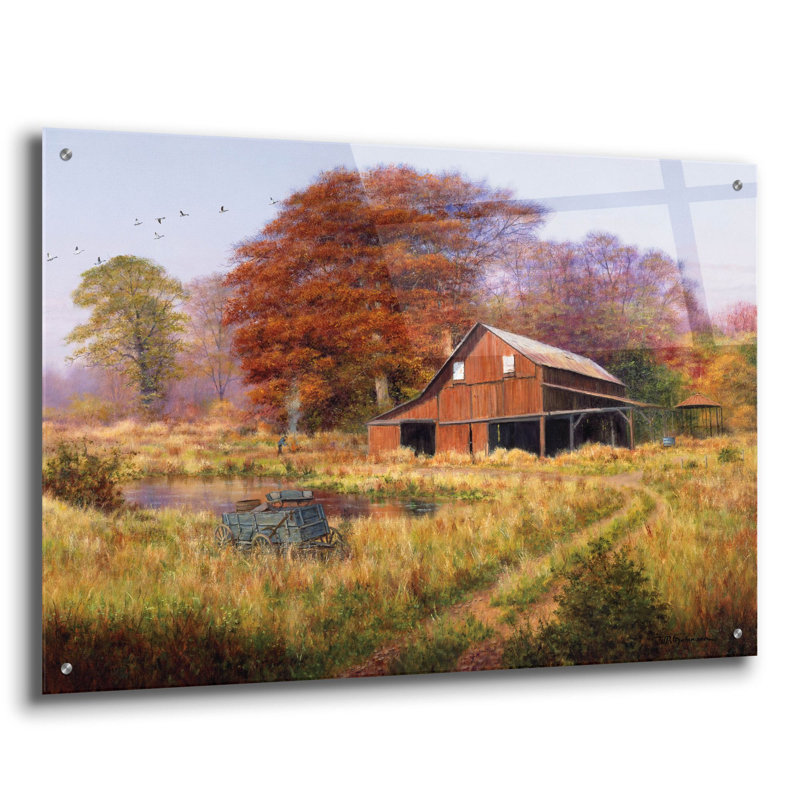 «August Barn» par Bill Makinson, art mural en verre acrylique August Grove, H 24 po x l 36 po x P 0,2 po
