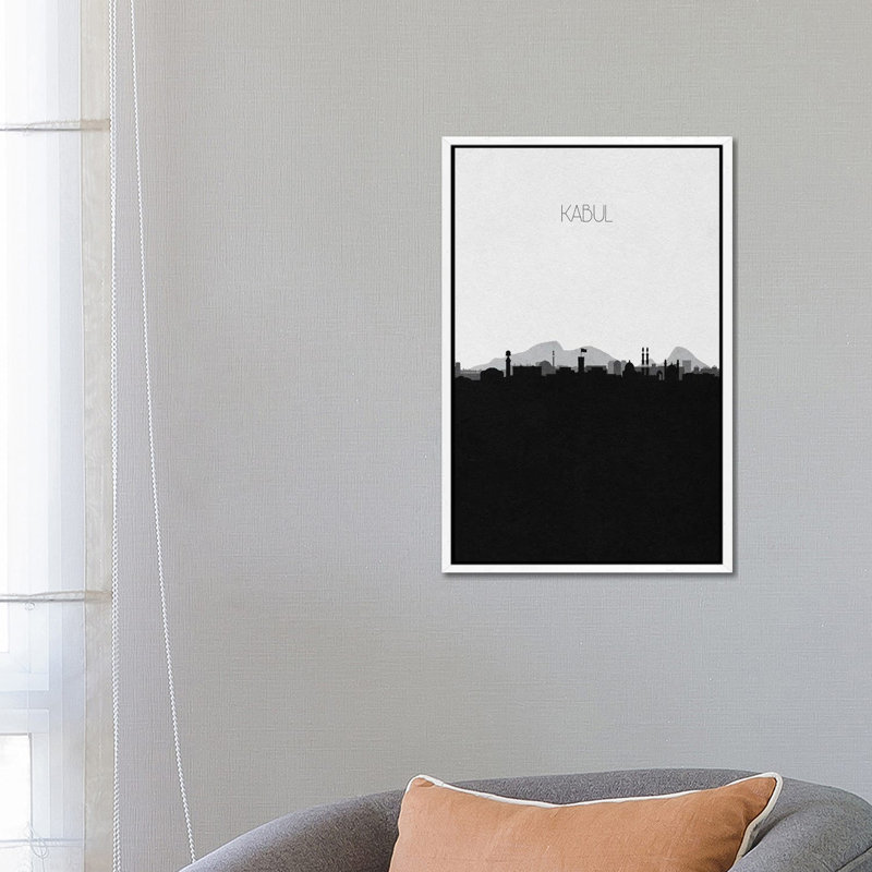 Kabul, Afghanistan City Skyline 1 Piece Wall Art on Canvas, 101.6 cm H x 66.04 cm W, White Framed Canvas