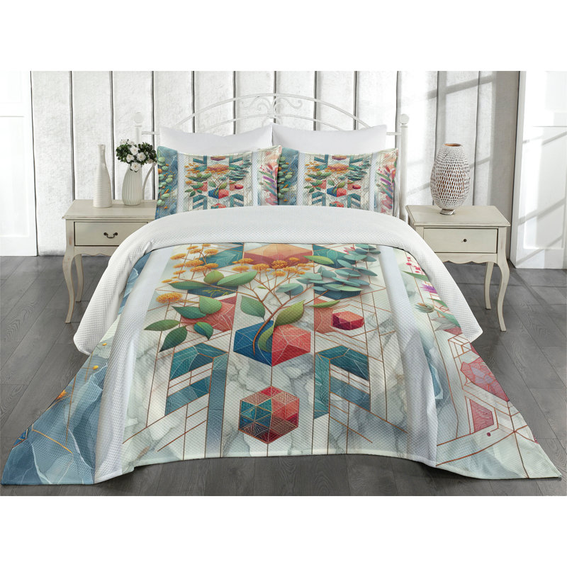 Polyester Floral Coverlet, King Coverlet + 2 Standard Shams