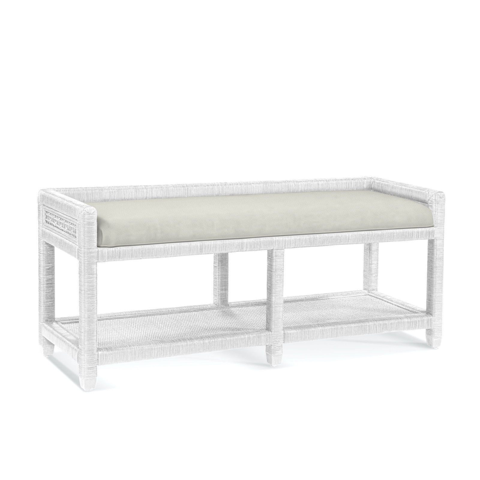 Silvio 54" Storage Bench, Frost White, Green Performance Fabric; 0851-54