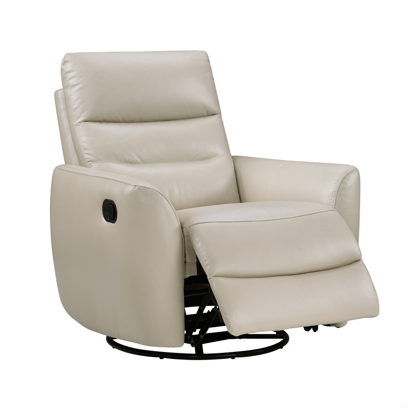 Swivel Glider Reclining Chair 1Pc Leather Upholstery, Beige