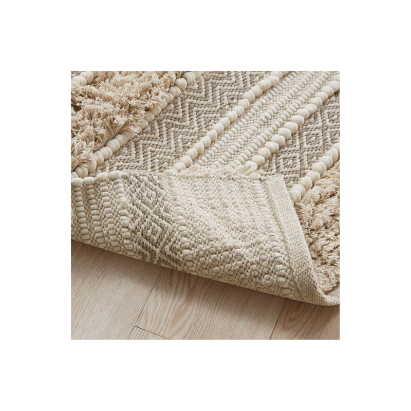 Woven Texture Stripe Bath Rug Natural 22X58", Natural, Single- 58" L x 22" W