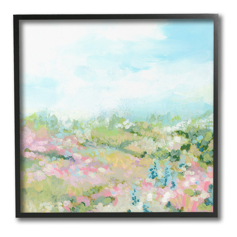 Nuageux, prairie, estampe numérique, art, Giclée encadrée noir minuit, H 17 po x l 17 po