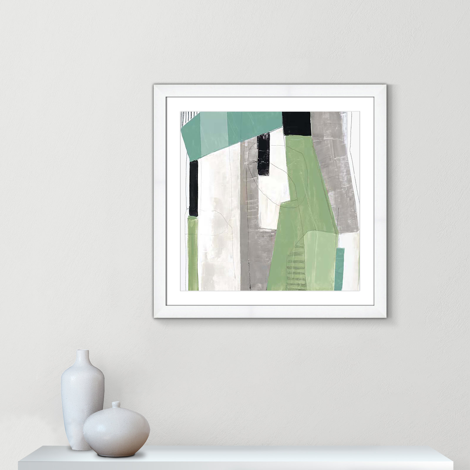 Evergreen Essence I Print, 29" H x 29" W x 1.25" D, White Cube Framed