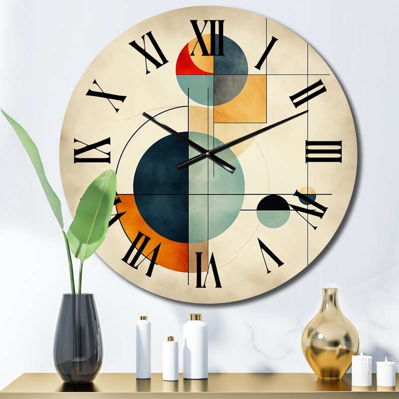 Syncronicities Midcentury Elegant Retro Art II - Horloge murale moderne Mid-Century, Petit