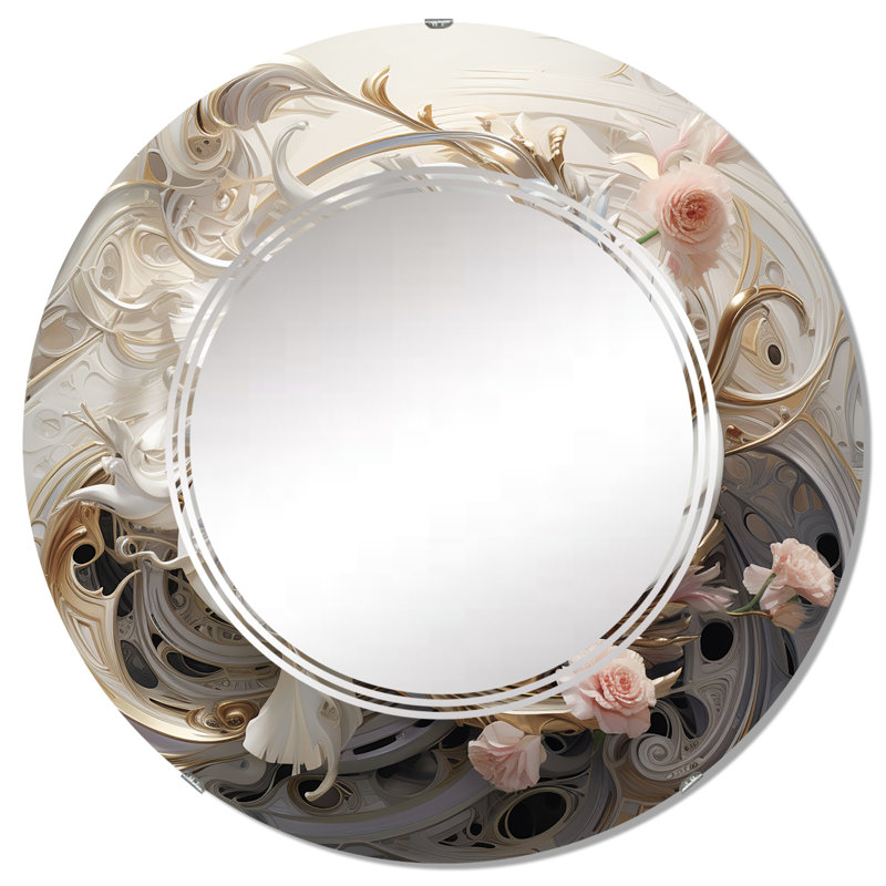 Gerlikka - Miroir mural rond moderne, 32 po x 32 po