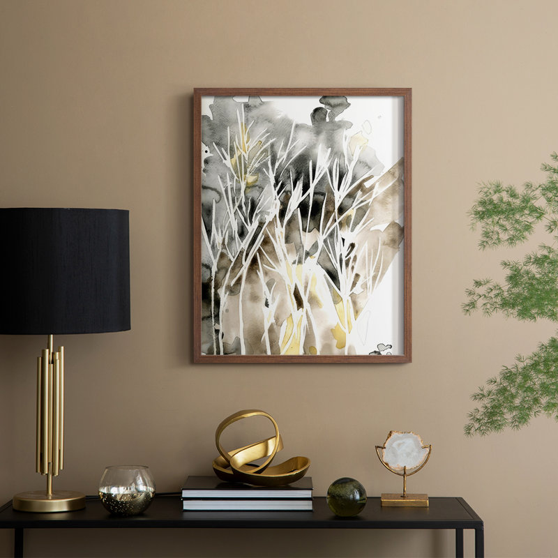 «Wispy Weeds II», reproduction encadrée - bois massif, H 15 po x l 12 po, Noyer