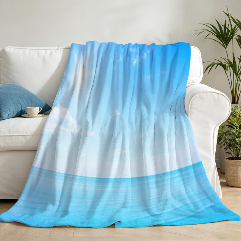 Jeté en flanelle de polaire bleu ultra doux, imprimé soleil simple Sunburst, Jeté 50 po x 60 po