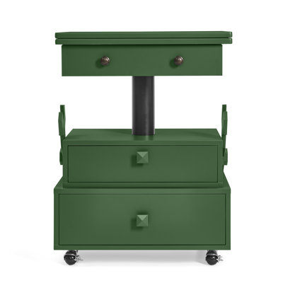 High-gloss Lacquered Adjustable Rolling End Table, Lift Top Side Table With Charging Station & Storage Drawers For Indoor Use
