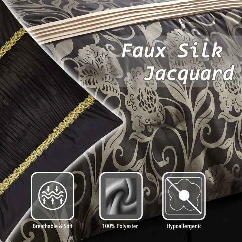 Burgundy and Gold King Microfiber Floral Comforter Set