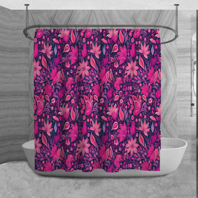 Floral Shower Curtain Botanical Bathroom Decor Pink;Purple