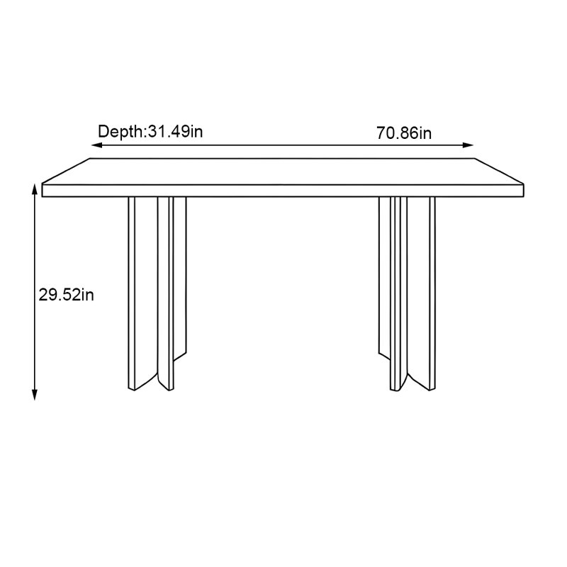 Table de salle à manger Cave, H 29,52 po x L 70,86 po x l 31,49 po