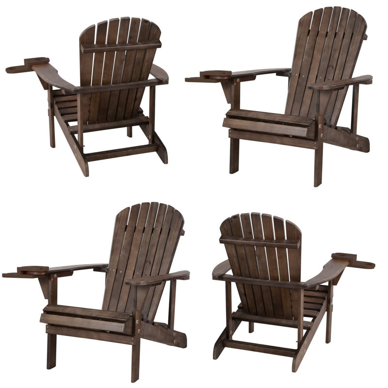 Chaise Adirondack en bois massif Colyn, Brun foncé