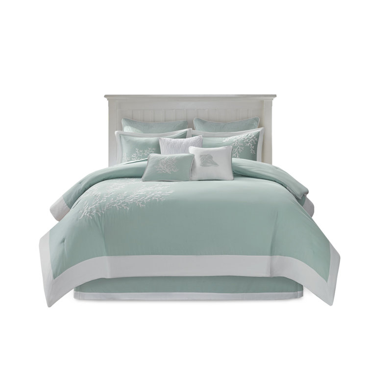 Ensemble d'édredon surdimensionné en jacquard de coton turquoise très grand, Turquoise