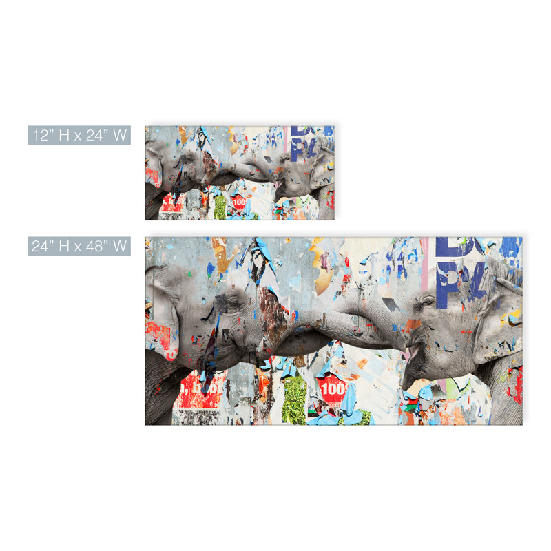 «Saddle Ink Elephant VI» par Tristan Scott - impression sur toile tendue, H 12 po x l 24 po x 1,5 po