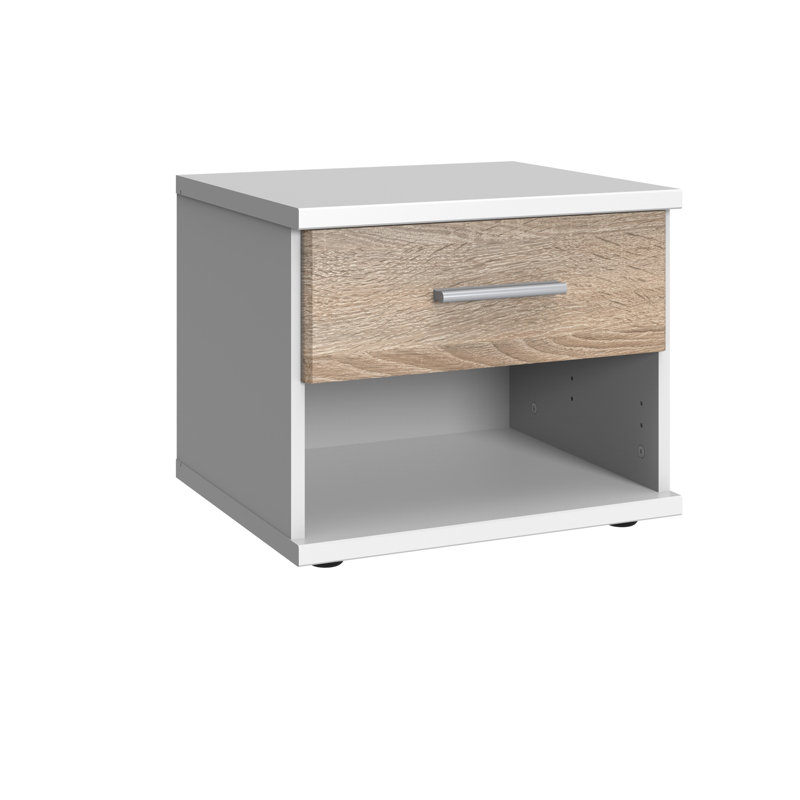 Temple 1 Drawer Nightstand, White/Brown