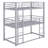 Twin Size Triple Bunk Beds With 2 Ladders, Metal Bunk Bed Frame With Guardrails-541163396