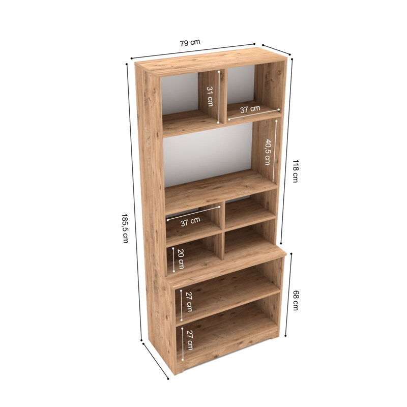 Armoire polyvalente avec nombreuses tablettes, pin atlantique et blanc, 30,7 x 72,8 x 16,5 pouces | Panneau de particules 100% mélaminé, épaisseur: 0,7 pouce | Fixation murale, idéale pour la maison et le bureau