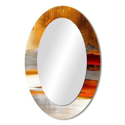 Day And Night Golden Mountain Landscape II - Large Oval Wall Mirror On Metal