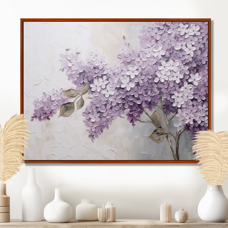 Magnifique paysage de rêve lilas - décoration murale lilas, Reproduction avec cadre flottant, H 24 po x l 32 po, Brun