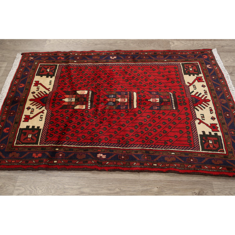 Tapis décoratif en laine noué à la main de conception unique 3 pi 2 po x 4 pi 10 po New Age