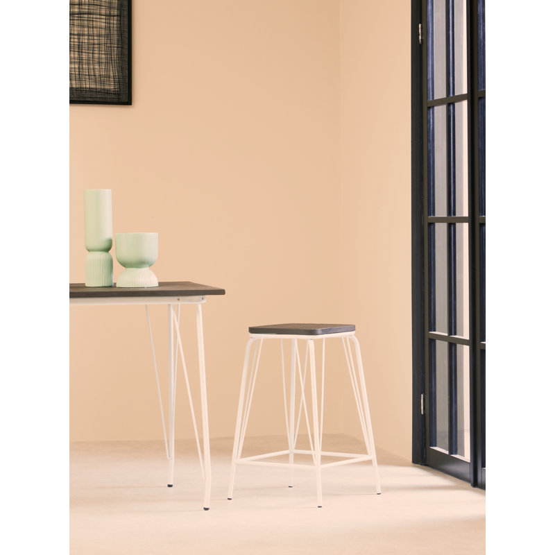 Laughlin Counter Stool with Metal Frame, Black/White