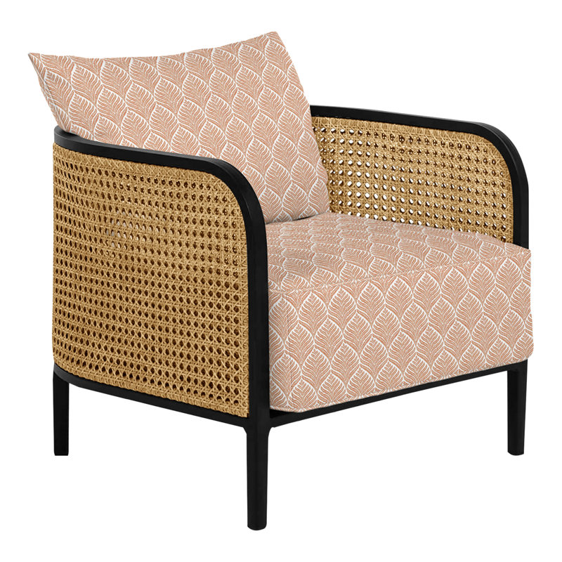 Havana Patio Chair with Cushions, Chalk/Natural Resin, Welt + Standard fill, Perigold Linnaeus Clay