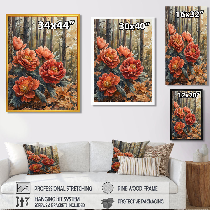 Bracher - Art mural floral, Reproduction encadrée d'une seule photo, H 20 po x l 12 po, Doré