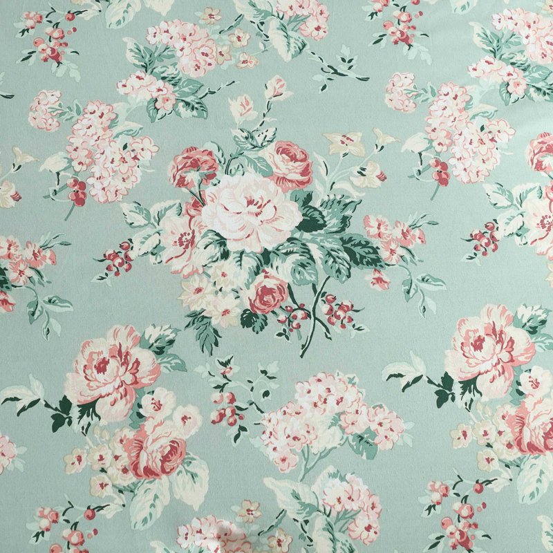 Ensemble d'édredon vert réversible en coton Laura Ashley Rosemoore, Édredon pour lit simple + 1 taie décorative stan