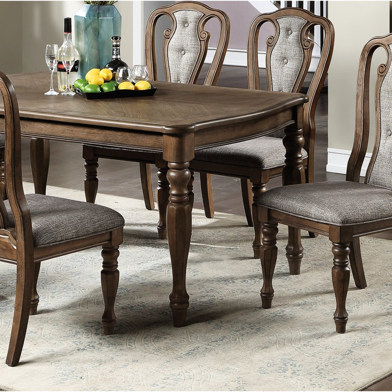 Transitional Style Dining Table In Oak Finish, Rectangular Shape, Made Of Solid Wood For 6 Room Ash Table, With Exceptional Design Legs Kitchen &