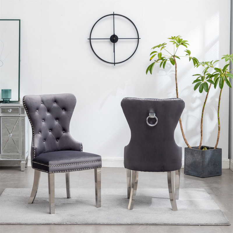 Chaise de salle à manger rembourrée Izzabelle, Gris