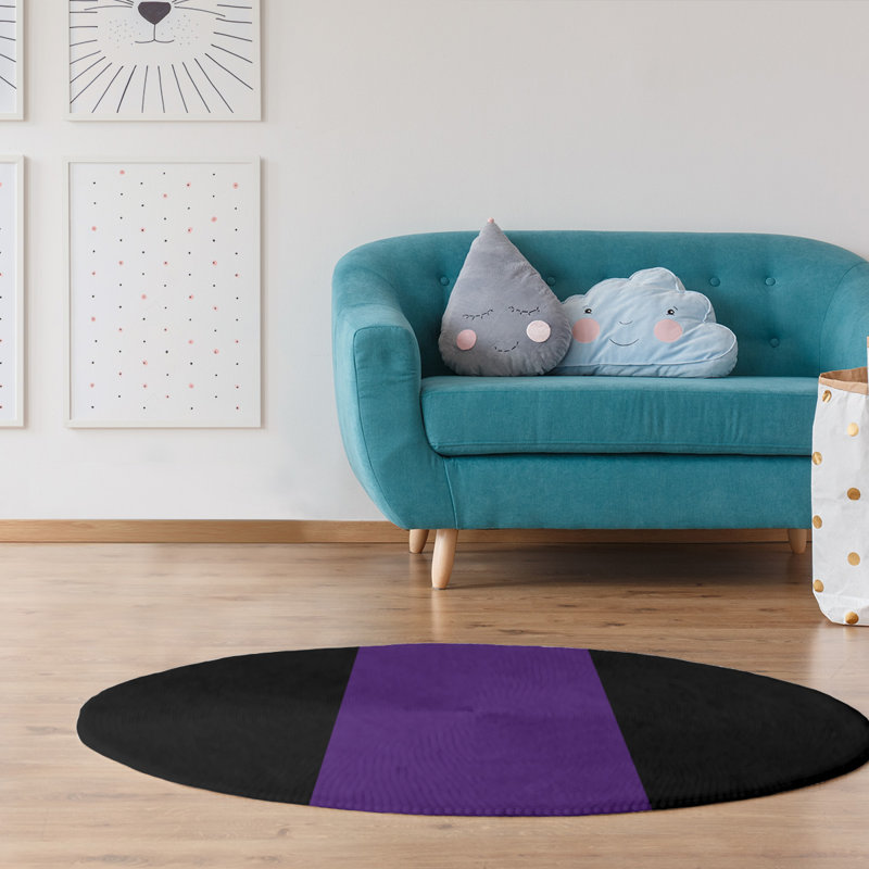 Tapis mauve/noir, Rond 5 pi