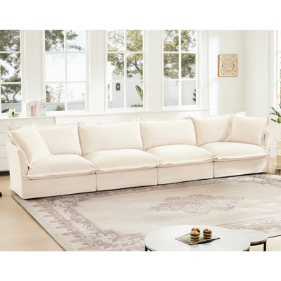 4 Couch With Chenille Cover, Deep And Comfy, Ideal For Home Fabric , Extra Deep, Removable Stylish Comfort