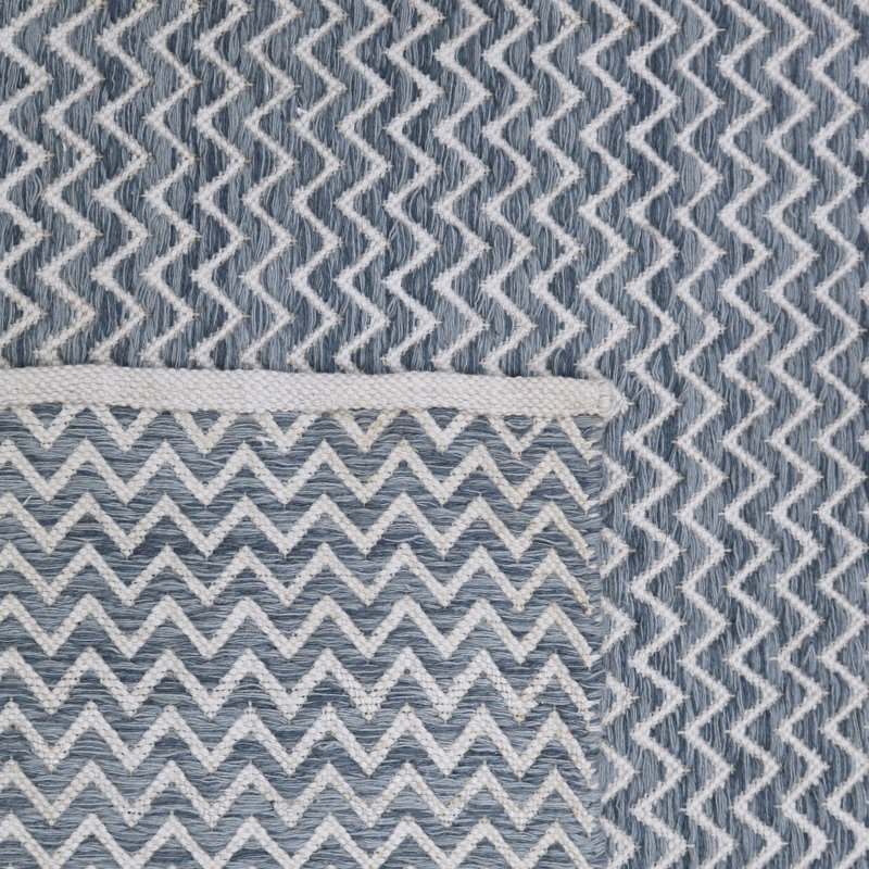 Tapis intérieur / extérieur bleu océan à chevrons tissé à la main, Tapis de couloir 2 pi 6 po x 7 pi