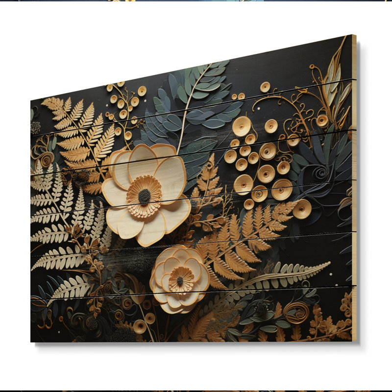 Laydon Ferns Copper Elegance I sur impression sur bois, H 30 po x l 40 po x P 0,78 po