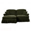 Élégant canapé Mid-Century modulaire à deux places en forme de L avec accoudoirs évasés et volants amovibles, jupes plissées et pieds fuselés, canapé-lit en chenille confortable avec repose-pieds mobile-133414604