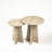 Travertine-Style Round Nesting Side Tables Modern Coffee Tables Set of 2