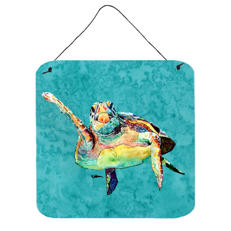 Coastal Turtle Aluminum Outdoor Wall Art, 6x6 Inches