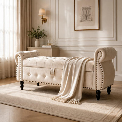 Velvet Upholstered Storage Bench
