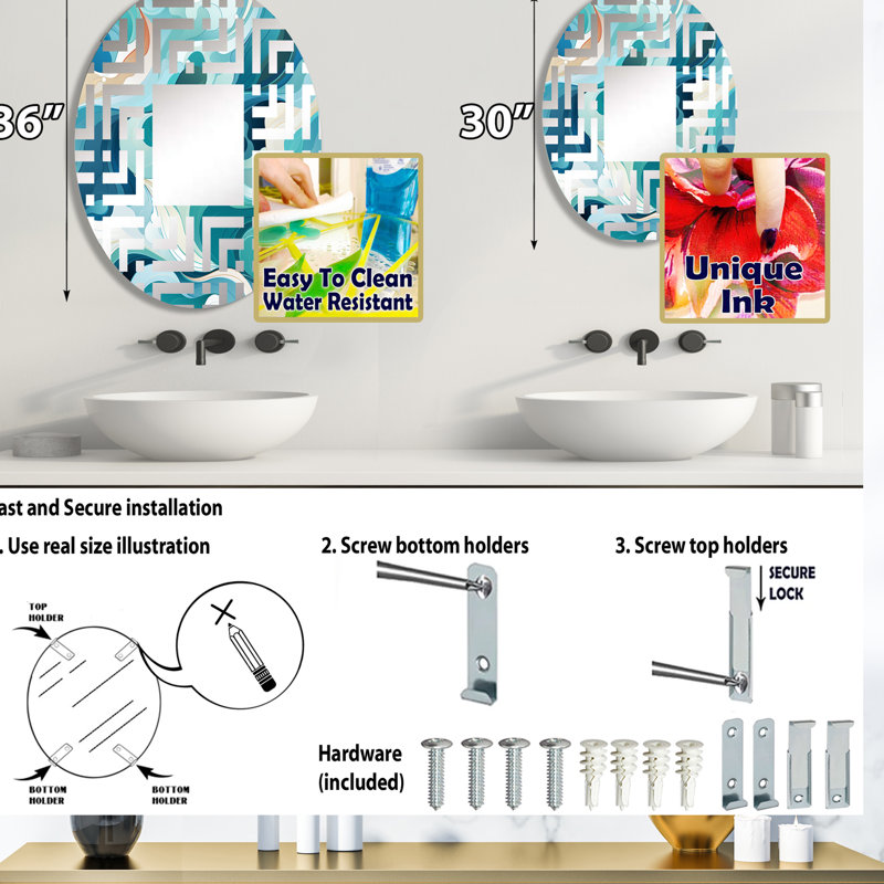 Miroir décoratif ovale bleu Deep Sea Dive, L 20 po x H 30 po
