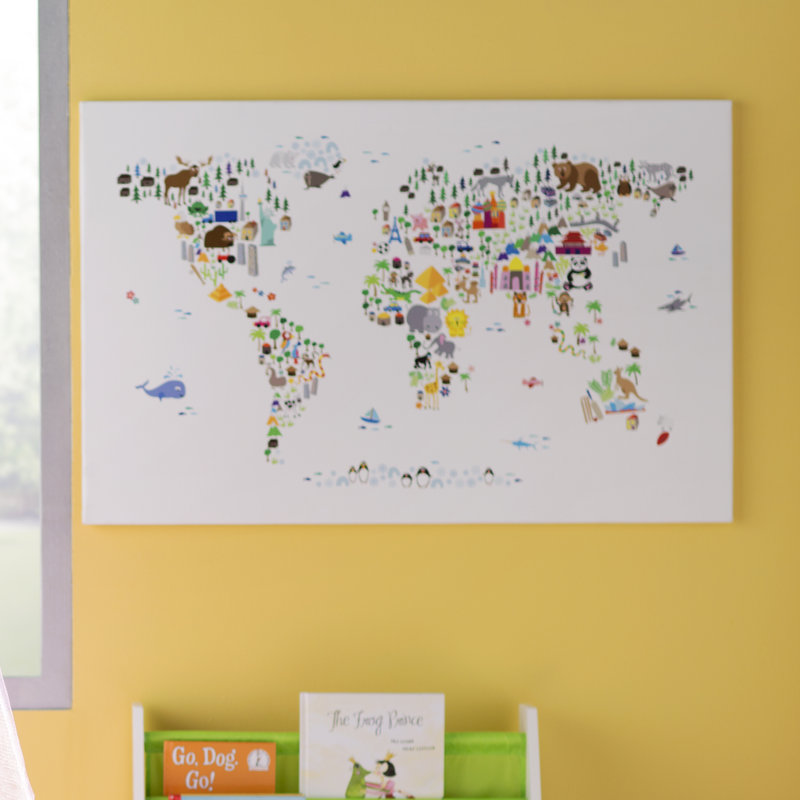 « Animal Map of the World », impression, H 26 po x l 40 po x P 1,5 po, Toile
