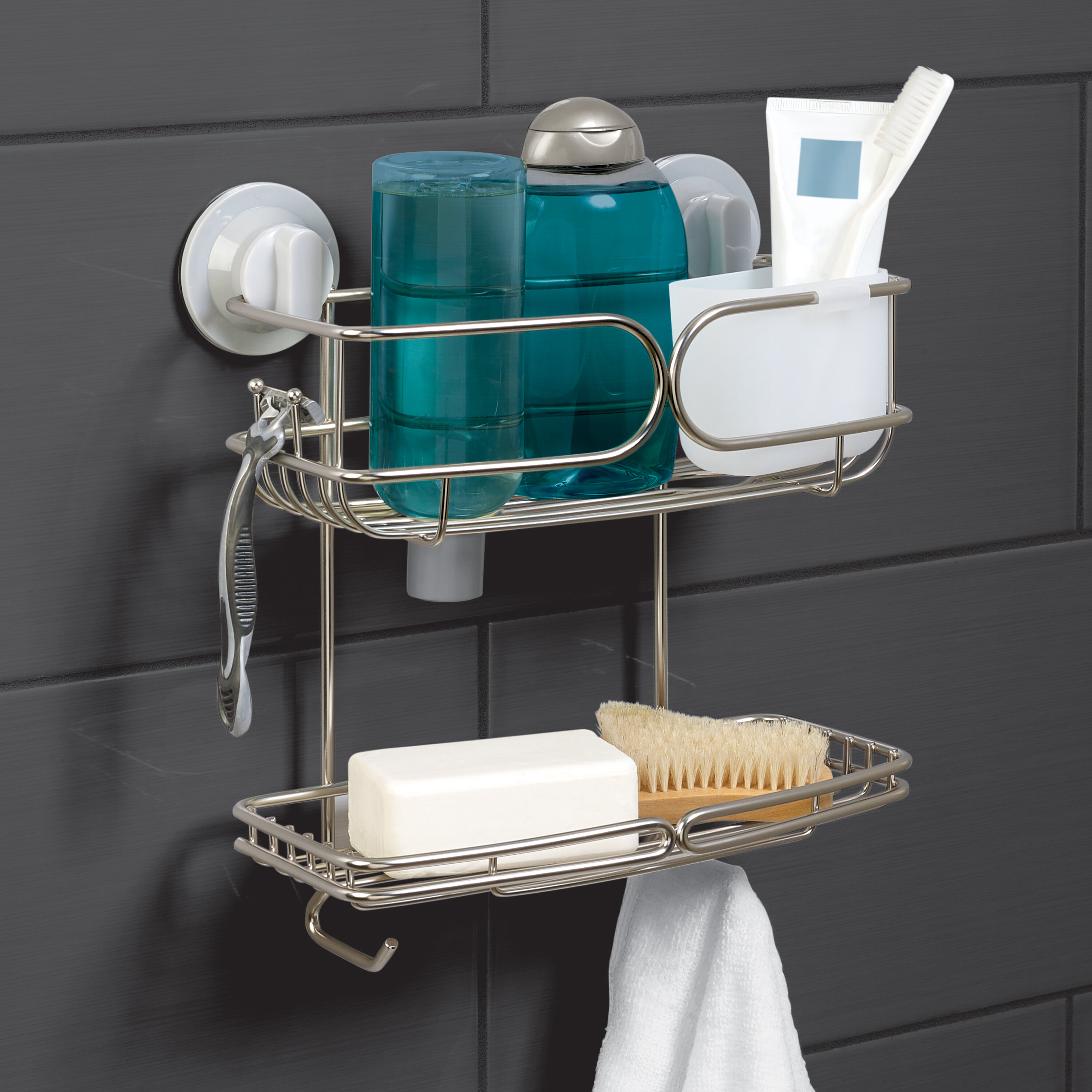Zenna Home Suction Stainless Steel Shower Caddy & Reviews