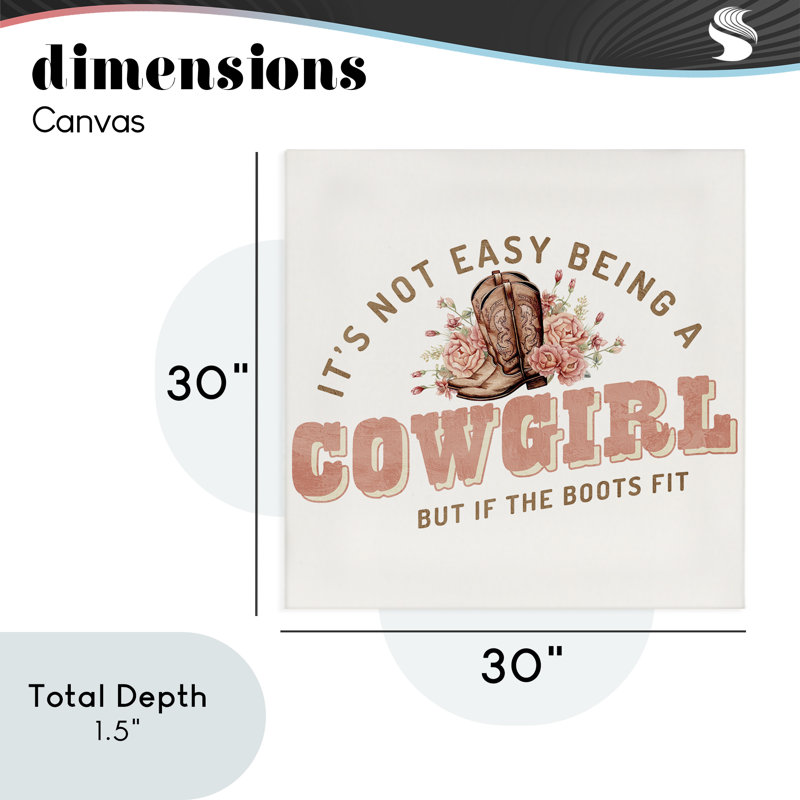 Toile «Not Easy Being Cowgirl», conception de Kim Allen, H 30 po x l 30 po