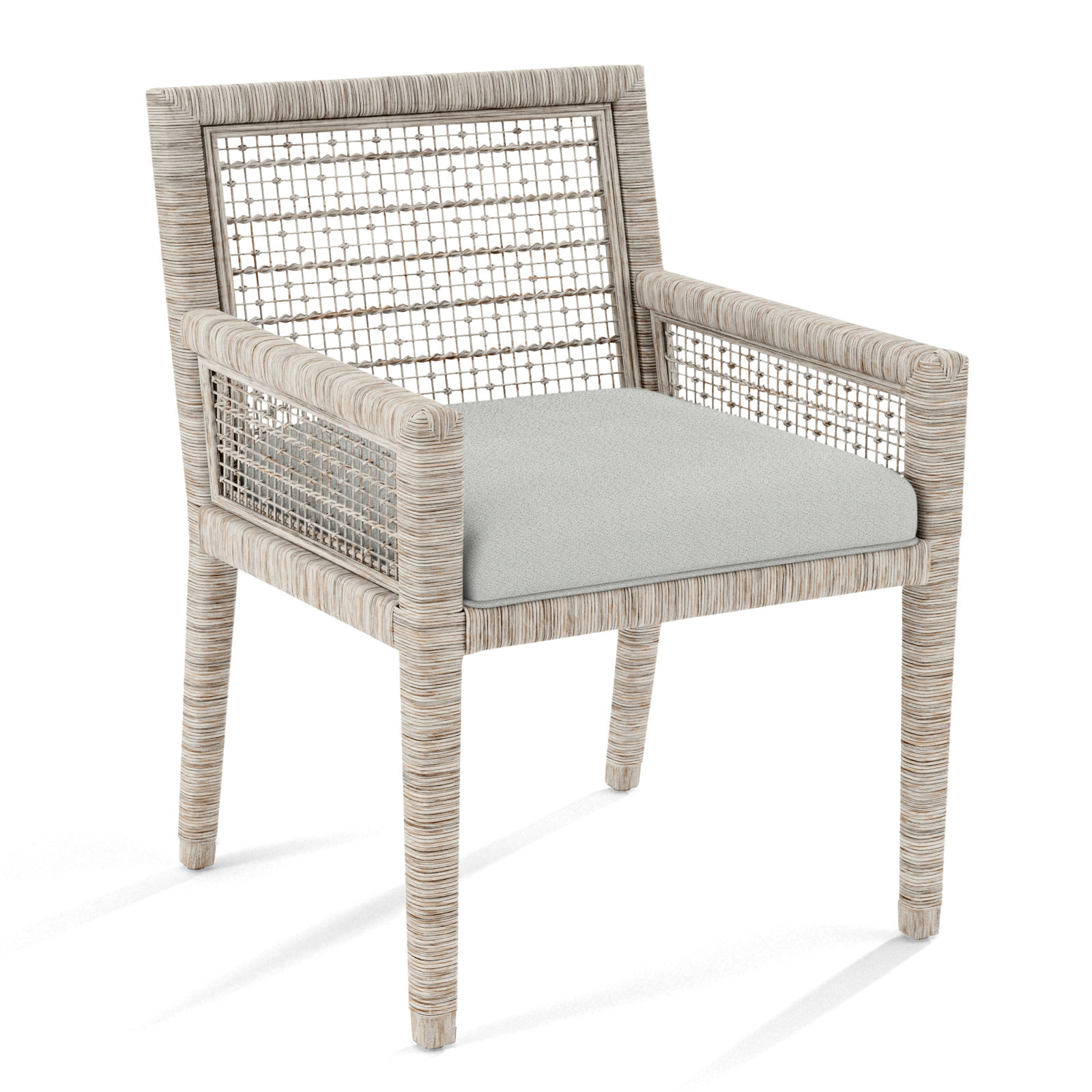 Glinda Dining Armchair, Gray Sugar Performance; 0863-84, Antique Frost White