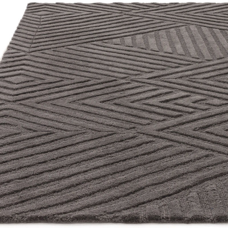 Kawakami Hand Tufted Geo Grey Area Rug, Rectangle 120cm x 170cm