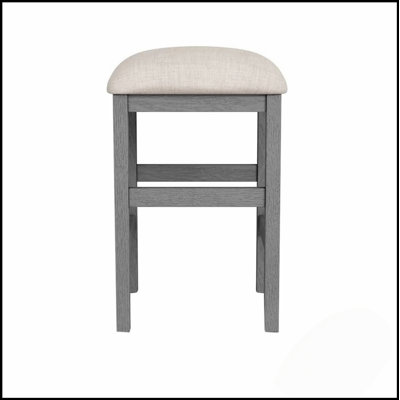 Ensemble de salle à manger à hauteur de comptoir rustique 3 pièces avec plateau en faux marbre, tiroir de rangement et 2 tabourets gris clair pour les maisons modernes et traditionnelles