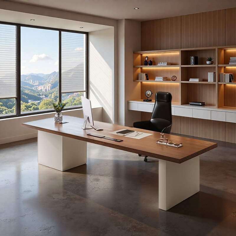 Solid Wood Desk with Smart Storage