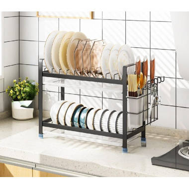 Foldable Rolling Stainless Steel 2 Tier Dish Rack Lghm