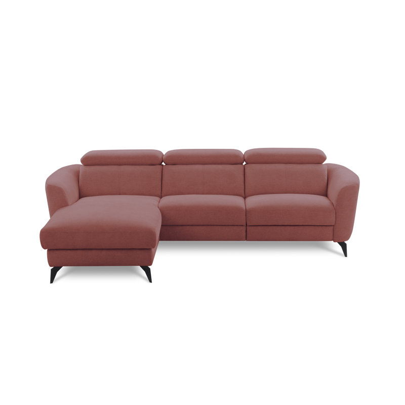 Brighton Power Reclining Corner Sofa with Adjustable Headrests in Chenille Fabric, Red, Left Hand Facing